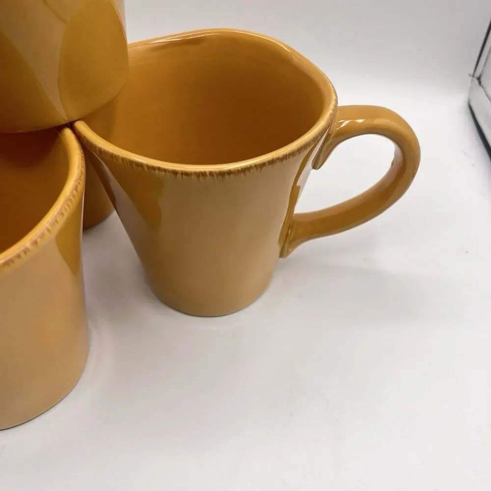 PIER 1 Earthware Elemental Coffee Mugs | Honey Color | 12 oz | Set of 4